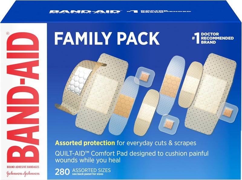 Band-Aid Brand Adhesive Bandage Family Variety Pack - 280 Assorted Sheer and Clear Bandages - Image 1